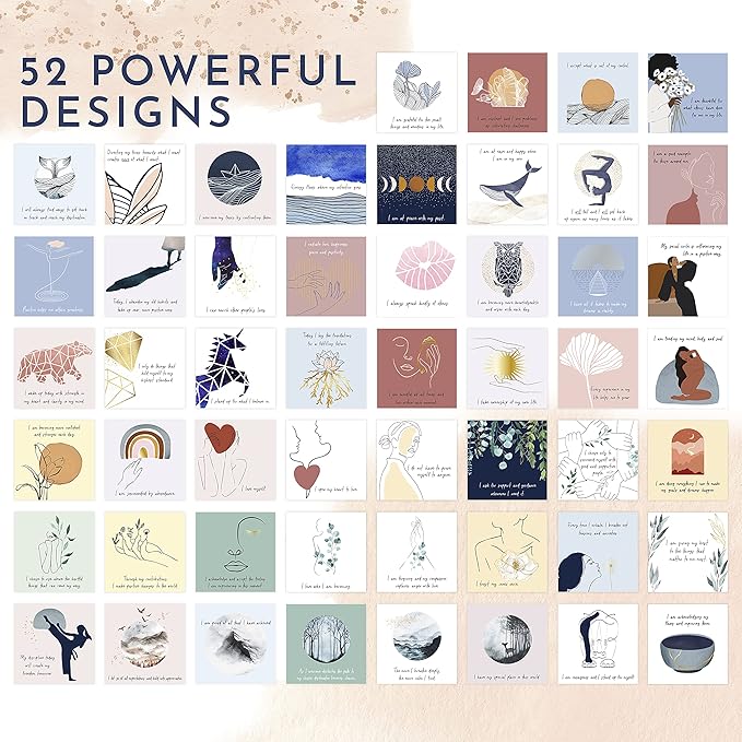 RYVE 52 Positive Affirmation Cards for Women – Mindfulness Prompts with Inspirational Quotes for Daily Motivation & Meditation – Inspirational and Daily Affirmations Cards, Inspirational Gifts