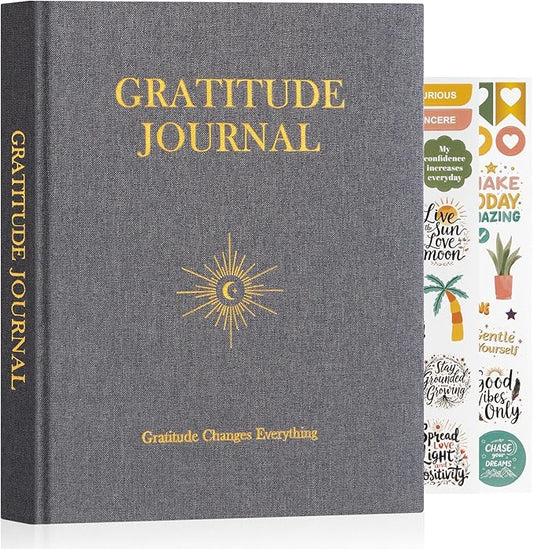 Lanpn Daily Gratitude Journal for Men Woman, The 5 Minute Gratitude Diary with Prompts, Linen Mindfulness Affirmation Positivity Planner, 156 Page Better Every Day Reflection Guided Notebook, Grey