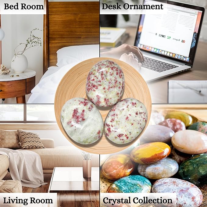 Amazing Gemstone Cinnabarite Crystals and Healing Stones - Large Palm Stone Crystals Piedra - Crystal for Good Luck, Balanced Positive Energy, Meditation - Unique Stocking Stuffers Gifts for Women