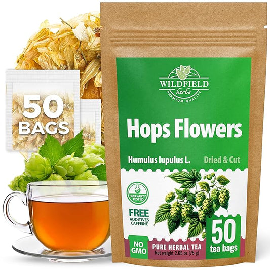 50 Bags Hop Tea Hops Herb Dried Hops Flowers Herbal Tea (Humulus Lupulus) - 50 Count 1.5g Bags Hoptea Lupulo Entero