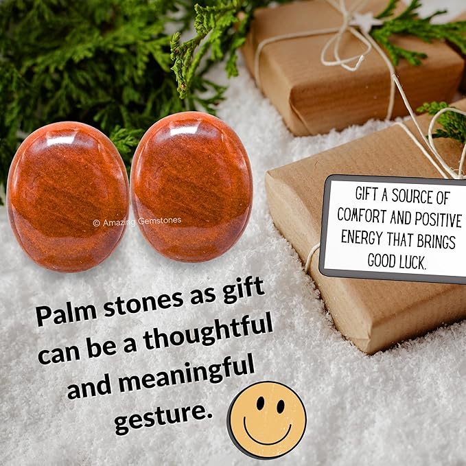 Amazing Gemstone Chocolate Jasper Crystals and Healing Stones - Large Palm Stone Crystals Piedra - Crystal for Good Luck, Positive Energy, Meditation - Unique Stocking Stuffers and Birthday Gifts