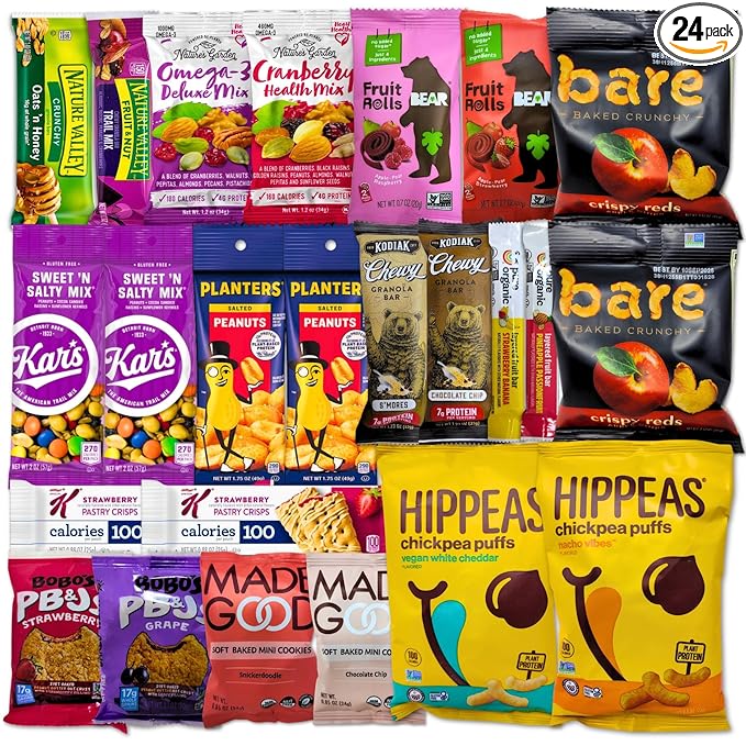 Healthy Smart Snack Box – 24-Count Premium Variety Pack | Better-for-You Snacks for Work, School, Travel, & Gifting