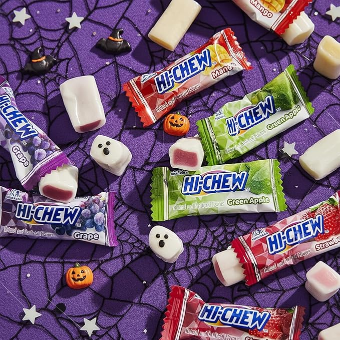 HI-CHEW Assorted Bulk Candy Bag, Green Apple Strawberry Mango Grape, Soft & Chewy Candy 2lb - 185+ Pieces Individually Wrapped - Made with Immensely Juicy Fruity Flavors