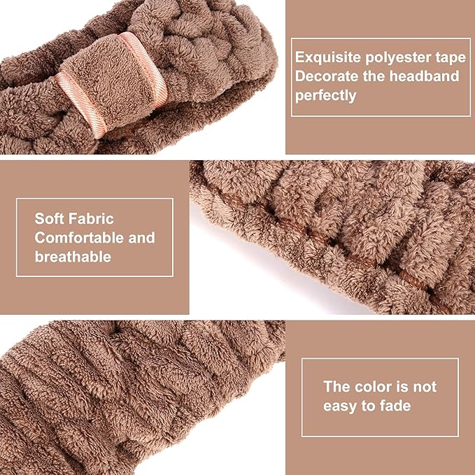 6pcs Microfiber Hairband, Fluffy Face Wash Headbands for Women, Spa Headbands for Skin Care, Yoga, Running, Exercise, Absorbent & Comfortable