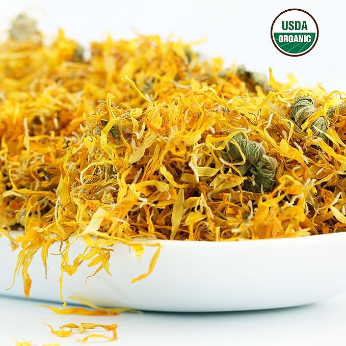 Calendula Tea 1LB (16Oz) 100% CERTIFIED Organic Whole Flower Herbal Tea (Calendula Officinalis), Caffeine Free in 1 lbs. Bulk Resealable BPA-free Bags from U.S. Wellness