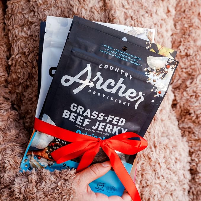 Country Archer Grass-Fed Beef Jerky Variety Pack - Beef Jerky Snack Packs, Beef Jerky Assortment, Jerky Sampler with Original, Mango Habanero, Teriyaki Beef Jerky- 2.5 oz (Pack of 3)
