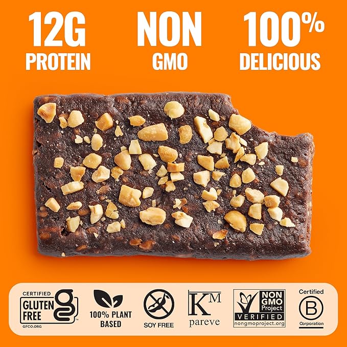 The GFB Chocolate Peanut Butter Protein Bars - Gluten Free, Plant Based, Non GMO, Sustainably Made – Ridiculously Tasty, Healthy, Vegan, Nutrition Snack Protein Bars, 2.05 oz (12 Count)