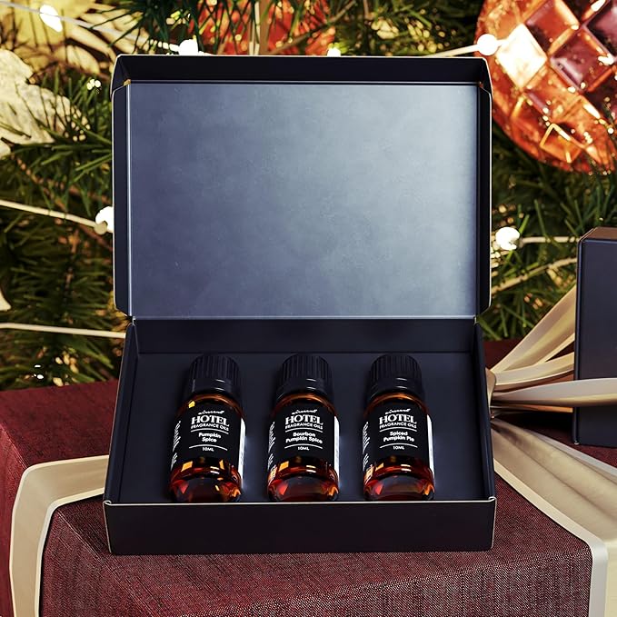 AirScent Pumpkin Spice Diffuser Oil 3 Pack Gift Set - 10 mL, 0.34 fl oz Premium Fragrance Oil Set for Ultrasonic and Waterless Diffusers and Crafting - 3 Pumpkin Spice Blends