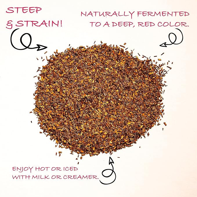 Worldwide Botanicals Organic Red Rooibos Tea – 8oz - 100% South African Aspalathus linearis – Loose Leaf, Cut and Sifted - Resealable Bag for Freshness