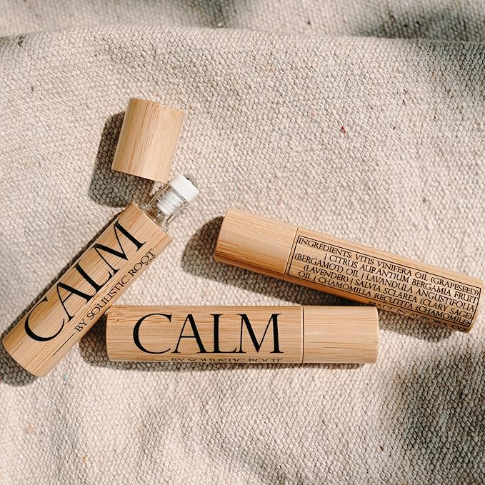 Soulistic Root Calm Essential Oil Roller, Calm Essential Oil Roll On Blend, 10ml Glass Roller- Stress Relief, Essential Oil Blends, Aromatherapy Self Care Products for Women