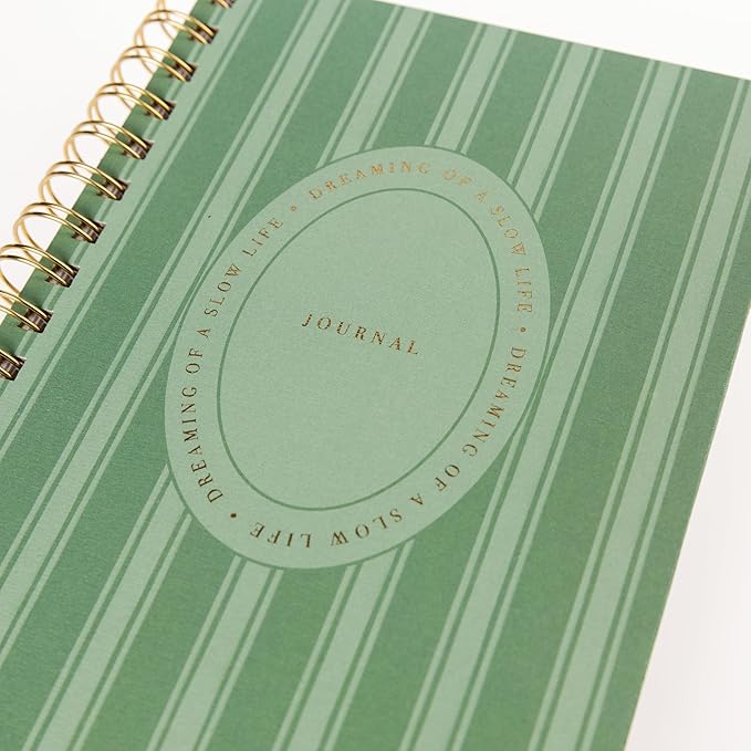 Graphique Cottage Stripe Hardbound Spiral Journal, 160 Ruled Pages Hard Cover Notebook, Diary, Lists, Record Month and Date, Premium Paper, 6” x 8”