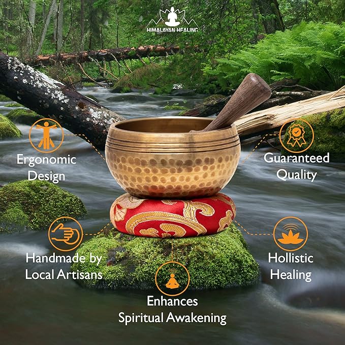 Tibetan Singing Bowls Set~ Meditation Sound Bowl hand Hammered in Nepal For Yoga, Meditation, Mindfulness, Healing & Chakra balancing~ (3 inch)