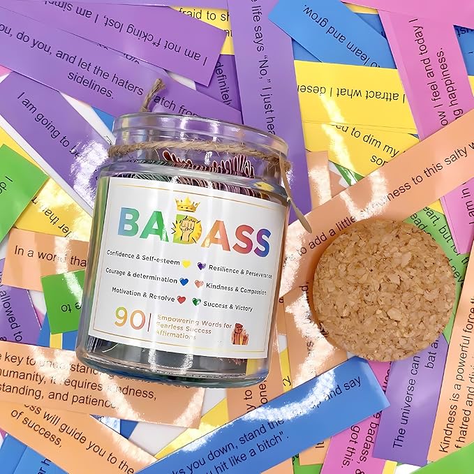 Badass Affirmation Jar, 90 Daily Affirmation Jar for Women, Positive Affirmation Cards, Motivational Cards, Daily Affirmations, Words of Affirmation, Badass Gifts For Women