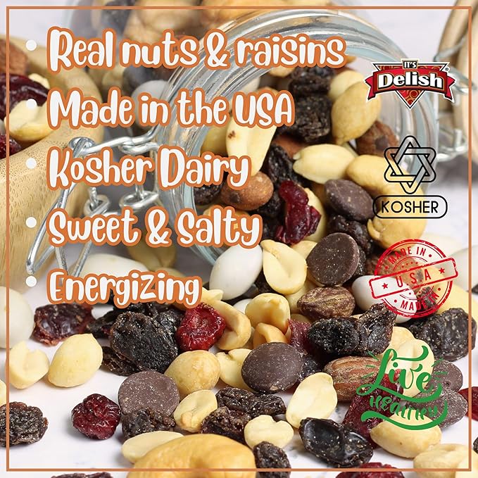 Deluxe Trail Mix with Greek Yogurt, Chocolate, Fruit and Nuts by Its Delish, 5 Lbs Bulk Bag | Healthy Mix of Greek Yogurt Coated Raisins & Dark Chocolate Chips, Sweet & Salty Snack | Kosher Dairy
