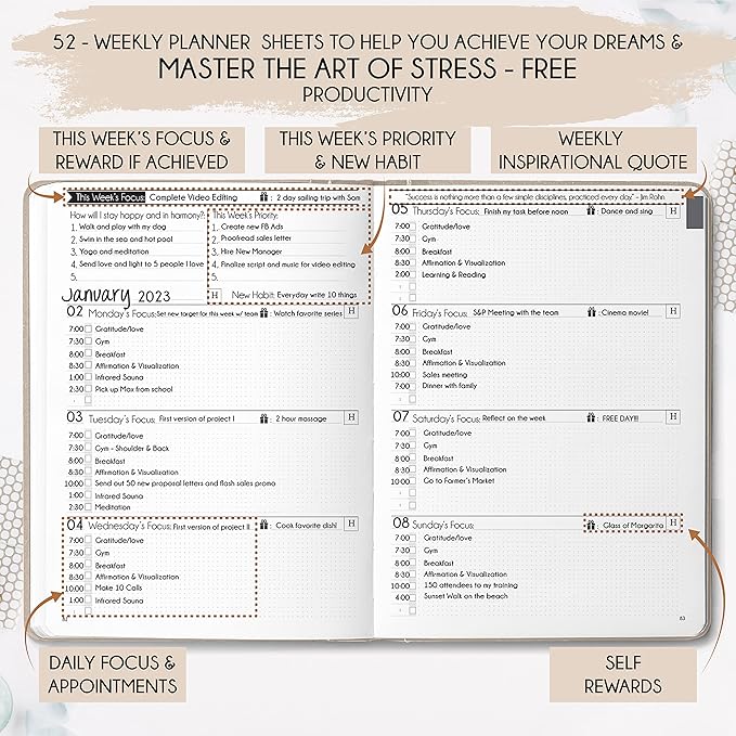 Life Mastery Planner - A 12 Month Journey to Crush Your Goals, Increase Productivity, Passion, Success & Happiness - Weekly & Monthly Life Planner, Habit-Tracker, Gratitude Journal & Organizer
