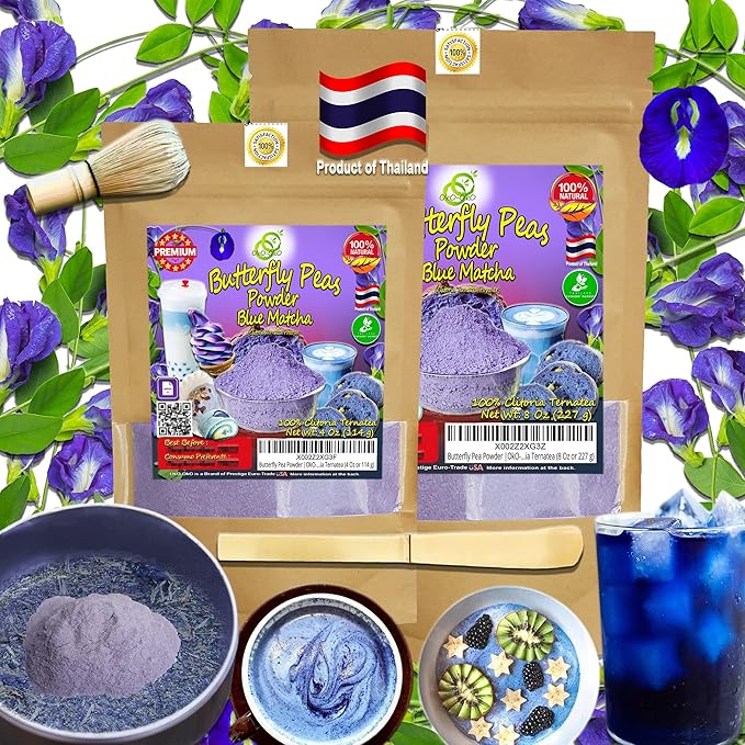 Blue Matcha Butterfly Pea Powder 35.2 Oz or 1 Kg | OkO-OkO - Premium - 100% Natural from flowers of Ternatea Thailand No additives - infusion, Blue Herbal tea, Organic Vegan food coloring, cocktail, meal, baking