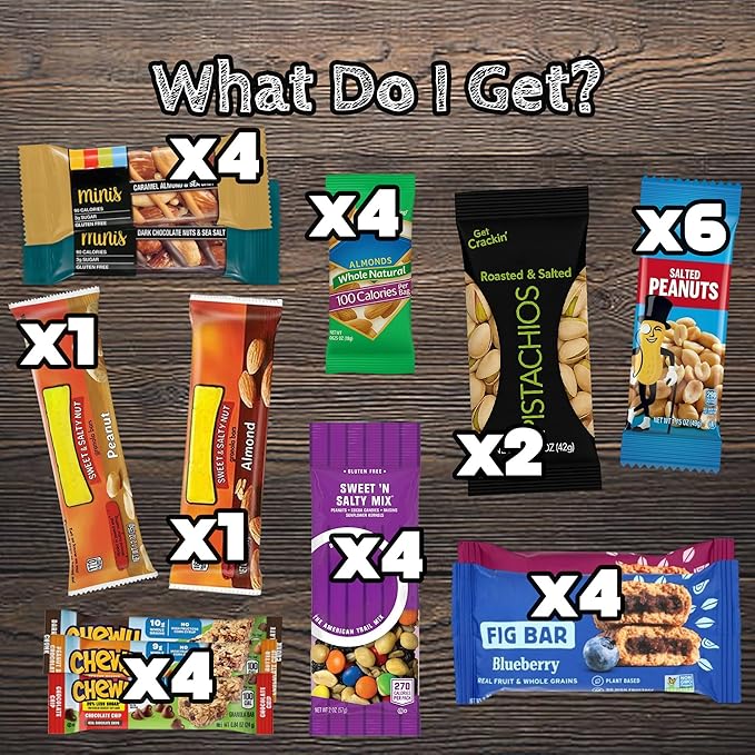 Healthy Snack Box with Individually Wrapped Snacks – Variety Pack for Adults, Office, School, and Travel – 30 Count Bulk Snack Box Assembled by Bussin Boxes