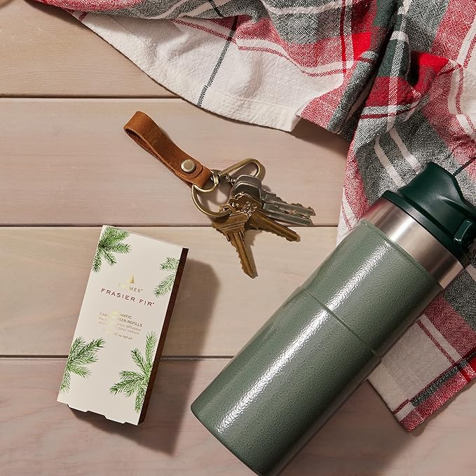 Thymes Frasier Fir Car Diffuser Refills - Includes 4 Car Air Freshener Diffuser Reeds - Long-Lasting Air Freshener (Refills Only)