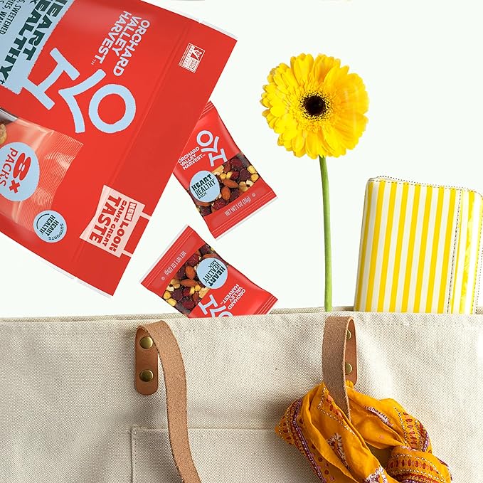 Orchard Valley Harvest Heart Healthy Blend, 1 Ounce Bags (Pack of 8), Almonds, Cranberries, Walnuts, and Chickpeas, Gluten Free, Non-GMO, No Artificial Ingredients, Healthy Snacks for Adults