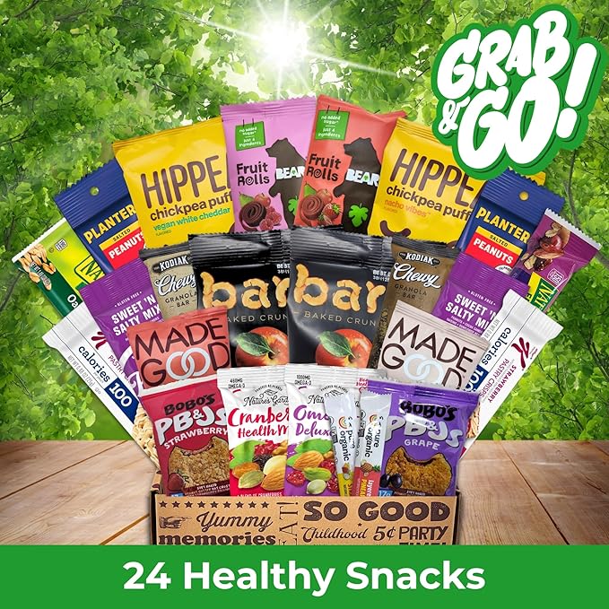 Healthy Smart Snack Box – 24-Count Premium Variety Pack | Better-for-You Snacks for Work, School, Travel, & Gifting
