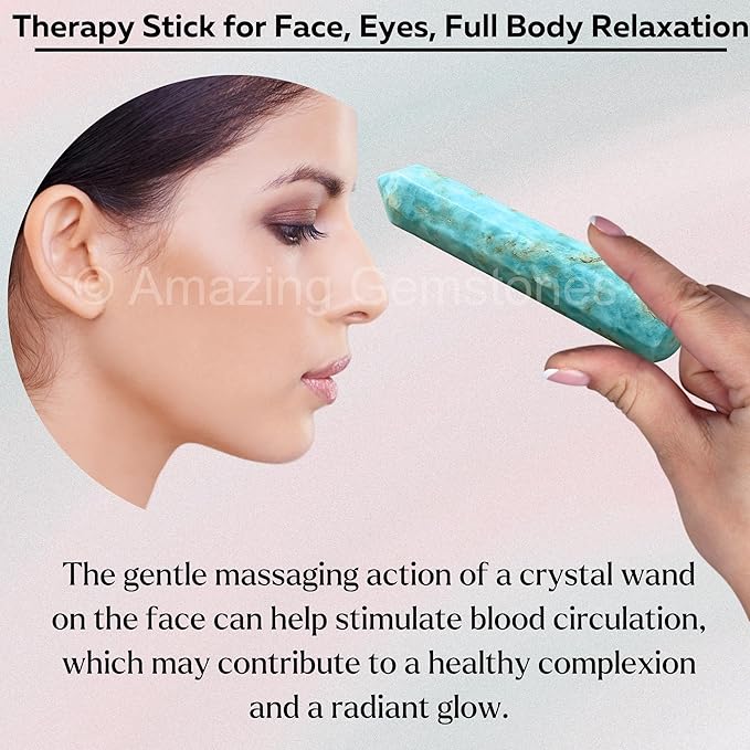 Amazing Gemstone Caribbean Calcite Crystal Wand Massage Stick - Pelvic Wand Gua Sha for Adults - Crystals and Healing Stones Massage Wands for Adults Gifts (Pointed)