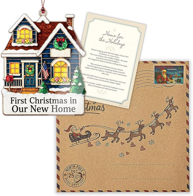 New Home Ornament 2025-New House Gift Ideas-Housewarming Gifts New Home-Xmas Ornament for Tree-Wooden Christmas Ornaments-White Elephant Gifts-Xmas Tree Decoration RUSATEN ONM-527-RST-NewCRM