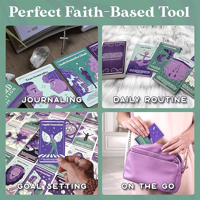 PURPLE CANYON Faith-Based Affirmation Cards – Daily Scripture & Prayer Cards with Bible Verses | Christian Gifts for Women’s Encouragement & Inspiration | 52-Card Deck