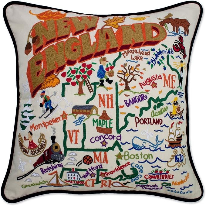 Catstudio New England Embroidered Decorative Throw Pillow