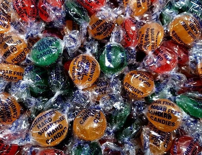 Sugar Free Assorted Fruit Hard Candy Buttons - 1 lb of Fresh Delicious Cherry Orange Lime Individually Wrapped Candy