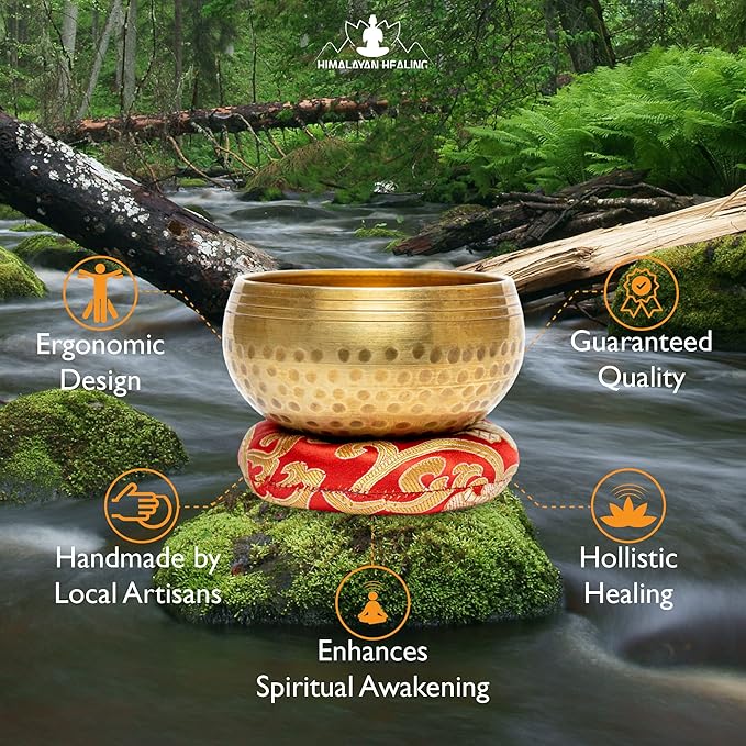 Tibetan Singing Bowls Set~ Meditation Sound Bowl hand Hammered in Nepal For Yoga, Meditation, Mindfulness, Healing & Chakra balancing~ (3.5 inch)