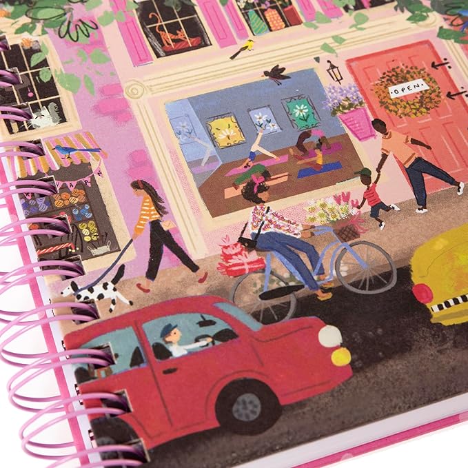 Graphique Hardbound Spiral Journal, 160 Ruled Pages Hard Cover Notebook, Diary, Lists, Record Month and Date, Premium Paper, Joyful Landscapes, 6” x 8”