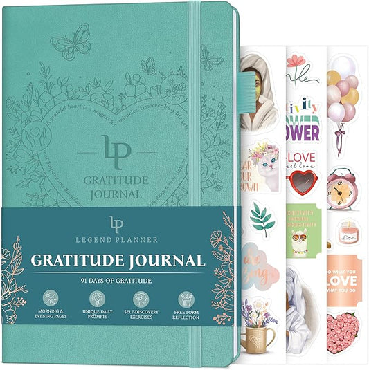 Legend Gratitude Journal – Guided Daily Journal to Foster Positivity & Happiness – Grateful Notebook to Write In – Inspirational Affirmation & Thankful Notebook – Hardcover (Aquamarine)