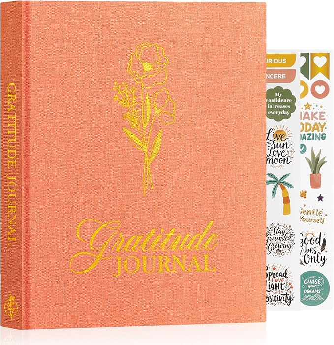 Lanpn Daily Gratitude Journal for Woman Men, 4 Month Mindfulness & Affirmation Planner, 7.8"x9.2" The 5 Minute Grateful Diary, Guided Reflection with Positivity Prompts Undated Notebook, Brick Red