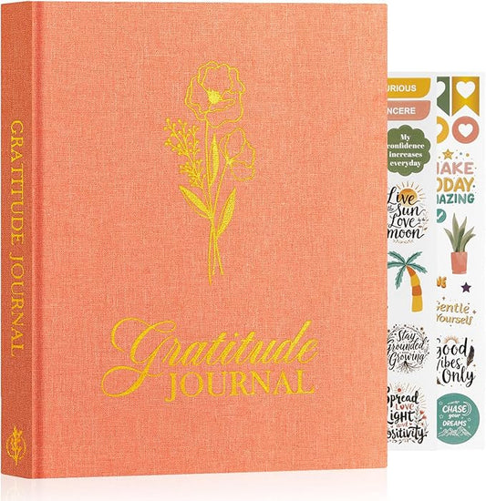 Lanpn Daily Gratitude Journal for Woman Men, 4 Month Mindfulness & Affirmation Planner, 7.8"x9.2" The 5 Minute Grateful Diary, Guided Reflection with Positivity Prompts Undated Notebook, Brick Red