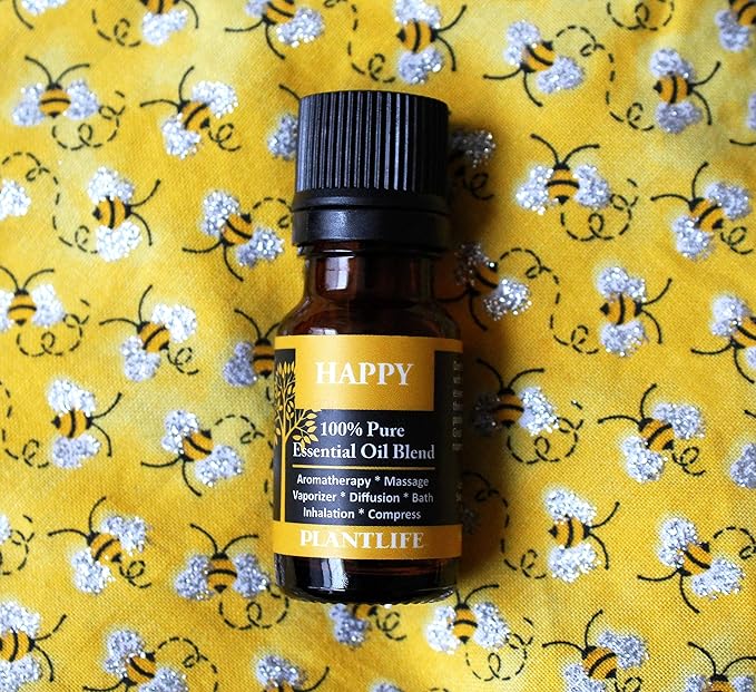 Plantlife Happy Aromatherapy Essential Oil Blend - Straight from The Plant 100% Pure Therapeutic Grade - No Additives or Fillers - Made in California 10 ml