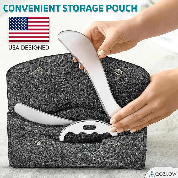 COZLOW 3-in-1 Stainless Steel Muscle Scraper Tool Set for IASTM Therapy - Skin Scraping Massage Tools for Soft Tissue Mobilization - Deep Tissue Gua Sha for Arms, Legs & Back