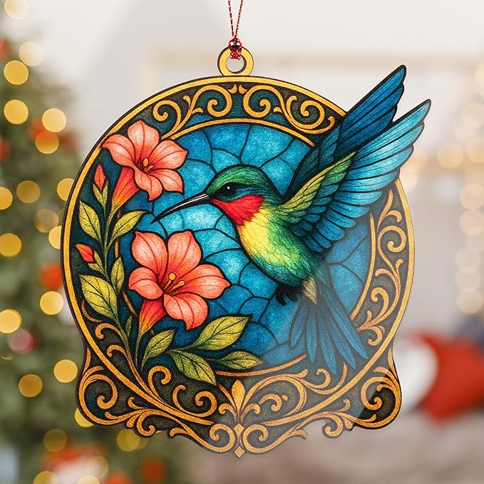 Hummingbird Christmas Ornament-Hummingbird Gifts for Women-Bird Ornaments for Christmas Tree-Hanging Decor for Door Yard Outdoor or Windows - Christmas Ornament 2025-Gift Exchange ONM-446-RST-Bird1