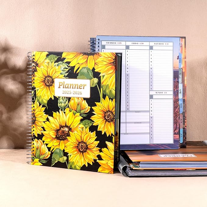 CAGIE Planner 2025-2026 for Women, Hourly Daily Planners July 2025-2026 Calendar Weekly and Monthly Large 25-26 Yearly Academic Agenda with Stickers Hardcover, 8.5 x 11