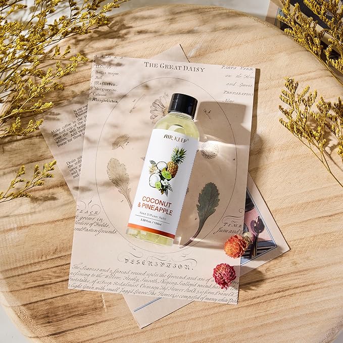 Airkeep Reed Diffuser Oil Refill/Coconut&Pineapple/3.38oz(100ml/1 Pack/Scented Oil Refill for Diffuser Home Fragrance for Bedroom, Bathroom Office Home Decor