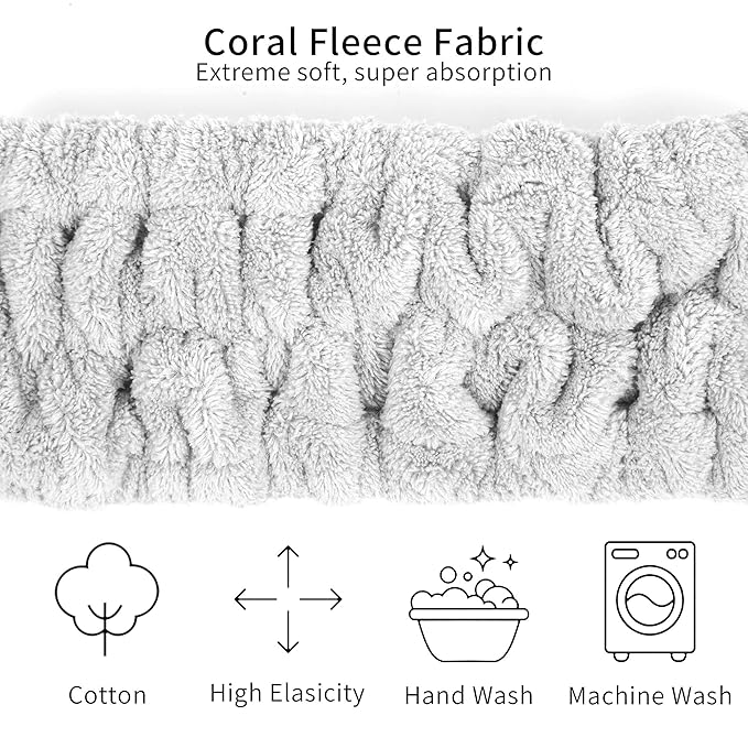 6pcs Microfiber Hairband, Fluffy Face Wash Headbands for Women, Spa Headbands for Skin Care, Yoga, Running, Exercise, Absorbent & Comfortable