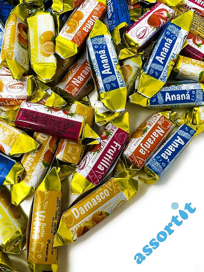 Halloween Fruity Hard Candy Filled With Real Fruit Pulp - 1 lbs - Peach, Strawberry, Pineapple, Orange and Lemon Flavored Bon Bons Filled with Real Fruit Pulp - American Vintage Candy Snack Assortment - Individually Wrapped, 16 oz.