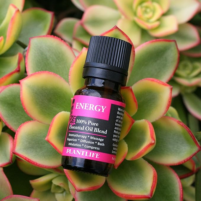 Plantlife Energy Aromatherapy Essential Oil Blend - Straight from The Plant 100% Pure Therapeutic Grade - No Additives or Fillers - Made in California 10 ml