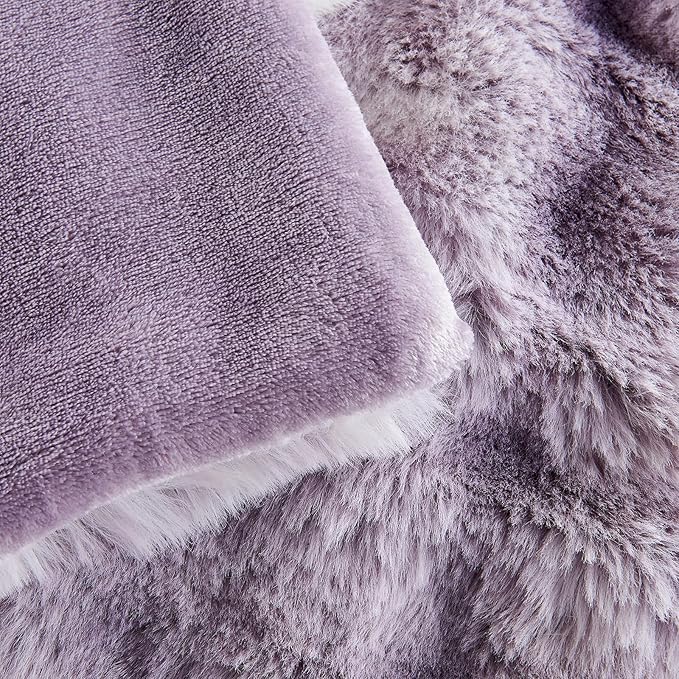 Lotus Karen Faux Fur Throw Blanket Tie-Dye Purple - Big Bubble Rabbit Fluff Blanket for Couch, Large Fluffy Fuzzy Cozy Blanket,Thick Furry Plush Shaggy Blankets,108x90 Inches