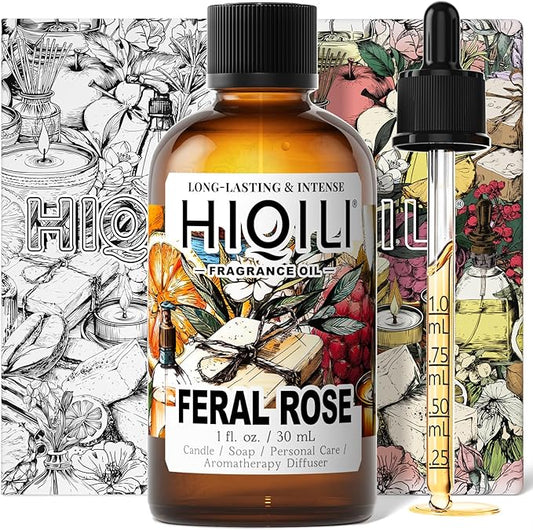 HIQILI Feral Rose Fragrance Oil for Candle Making, Inspired by Gr-Lain ROS.B-Bare, DIY Scented Body Oils, Home Luxury Scents for Essential Oil Diffuser - 1 Fl Oz