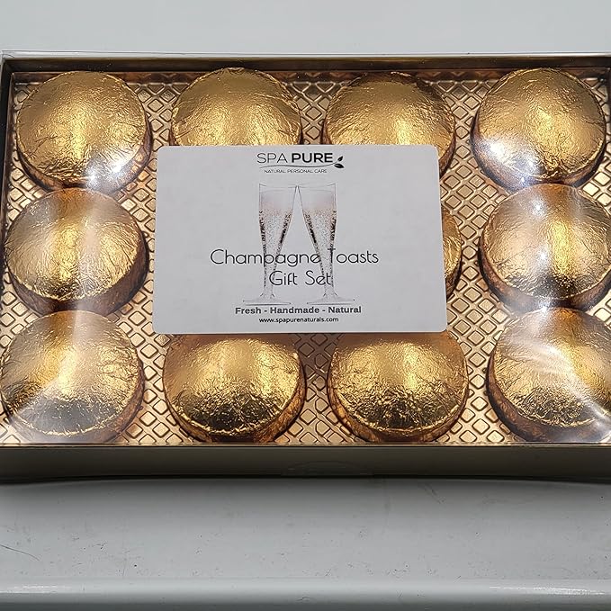 Gift Set Bath Melts, USA Made, Natural Ingredients, Ultra-Moisturizing, with Coconut Milk Moisturizing Face Mask, Gift Ideas (12 Count) Pack of 1 (Champagne Toasts)