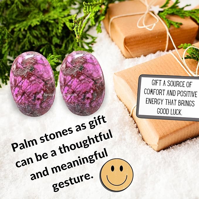 Amazing Gemstone Cobalt Calcite Crystals and Healing Stones - Large Palm Stone Piedra - Crystal for Good Luck, Balanced Positive Energy, Meditation - Unique Stocking Stuffers and Birthday Gifts