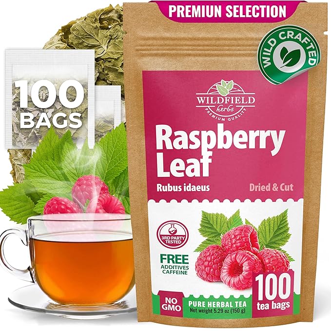 100 Bags Raspberry Leaf Tea Rasberry Leaf Herbs (Rubus Idaeus Folium) - 100 Count 1.5g Bags Rasberry Leave Tea Hojas De Frambuesa