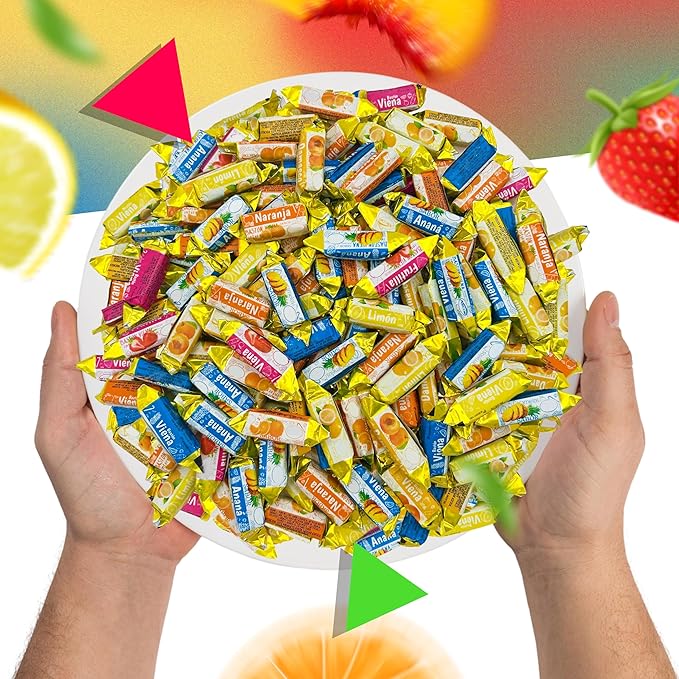 Arcor Vienna Fruit Filled Hard Candy | 1 Pound Bag | Bon Bons Candy with Strawberry, Apricot, Pineapple, Lemon, Orange Flavors | Individually Wrapped Fruit Hard Candies