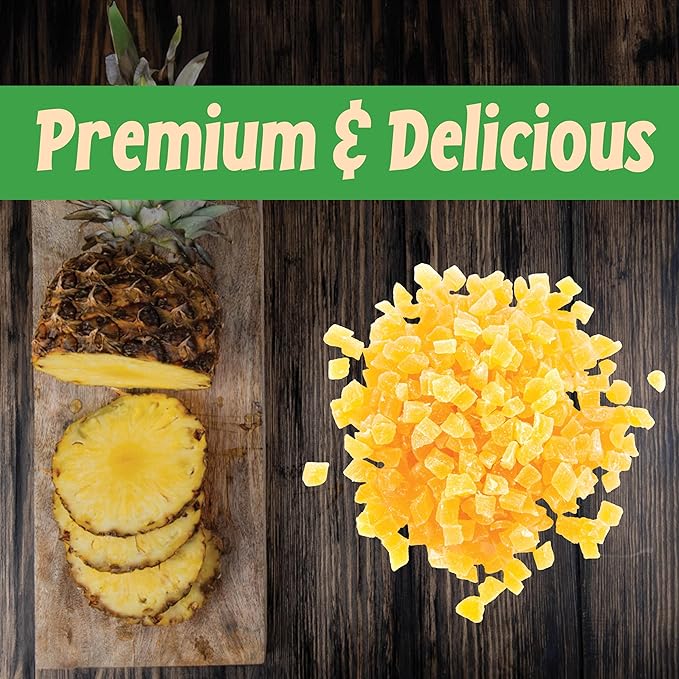 Sincerely Nuts Diced Pineapple (1 LB)-The Perfect Healthy Snack - Vegan, Gluten-Free and Kosher Superfood - Dried Fruit for Yogurts, Trail Mix, and More-Tasty Cooking Staple for Your Favorite Dishes