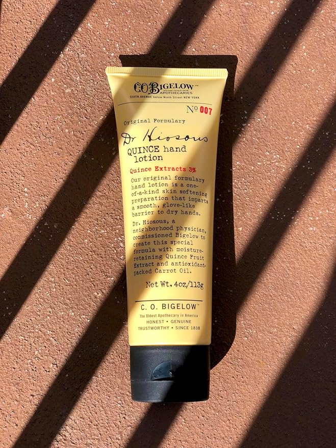 C. O. Bigelow Dr. Hiosous Quince Hand Lotion for Dry Hands, Hand Cream for Women and Men to Soften Dry Cracked Skin, No. 007, 4 fl oz,, Pack of 2